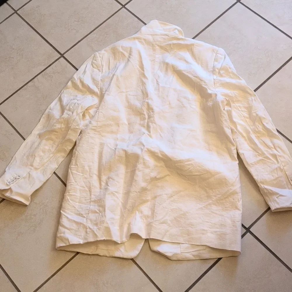 NEW Everlane The Oversized Blazer in Linen Bone White Size 12 - Picture 4 of 14